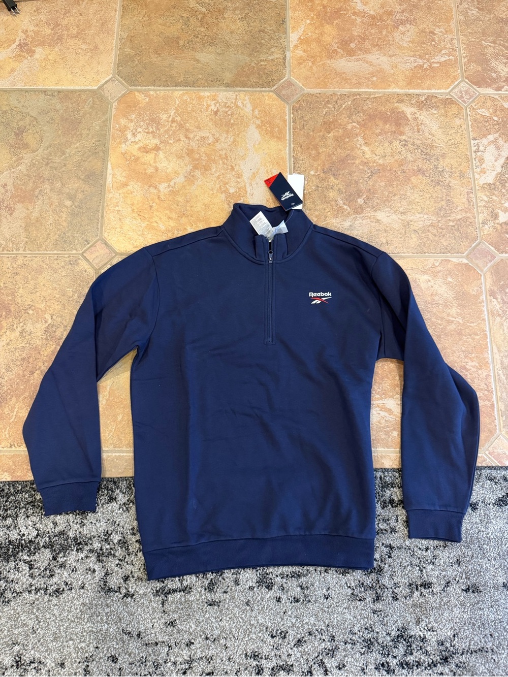 Reebok Men's Navy Half-Zip Pullover with Logo